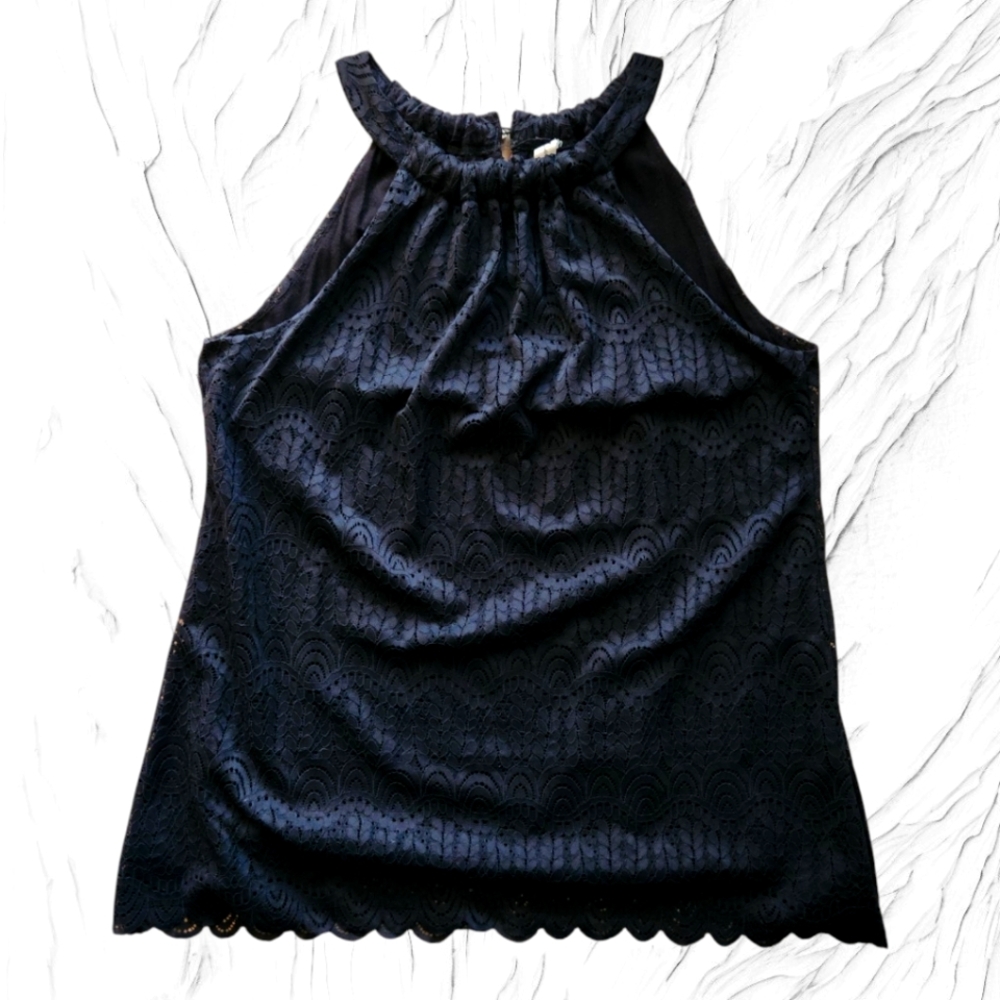 Loveappella Black Sleeveless Lace Top